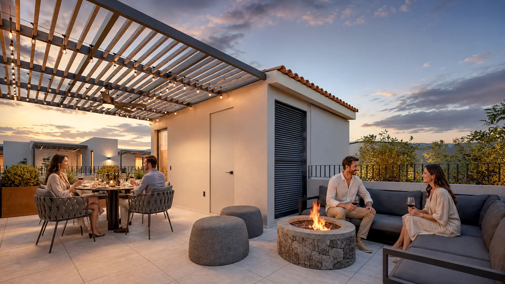 Rooftop y terraza social en Nogalia